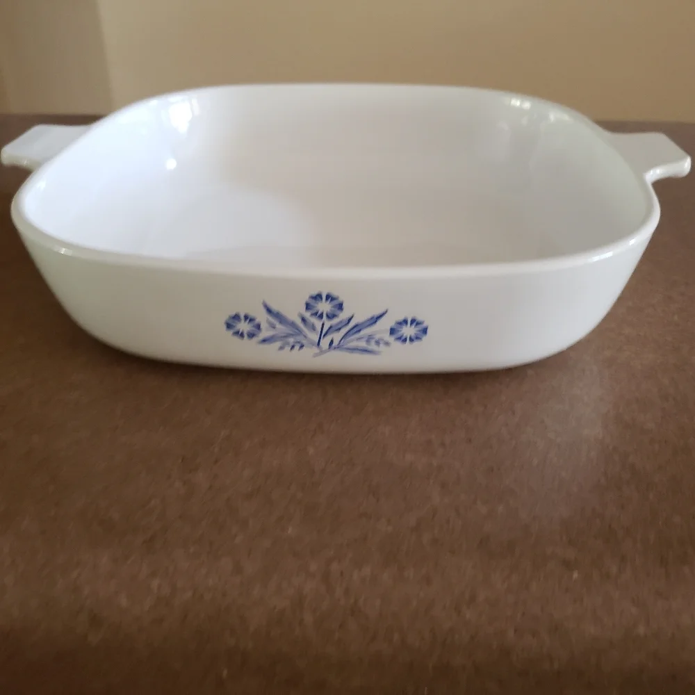 VTG Corning Ware Pyroceram Blue Cornflower Glass Ceramic P-10-B 10in casserole